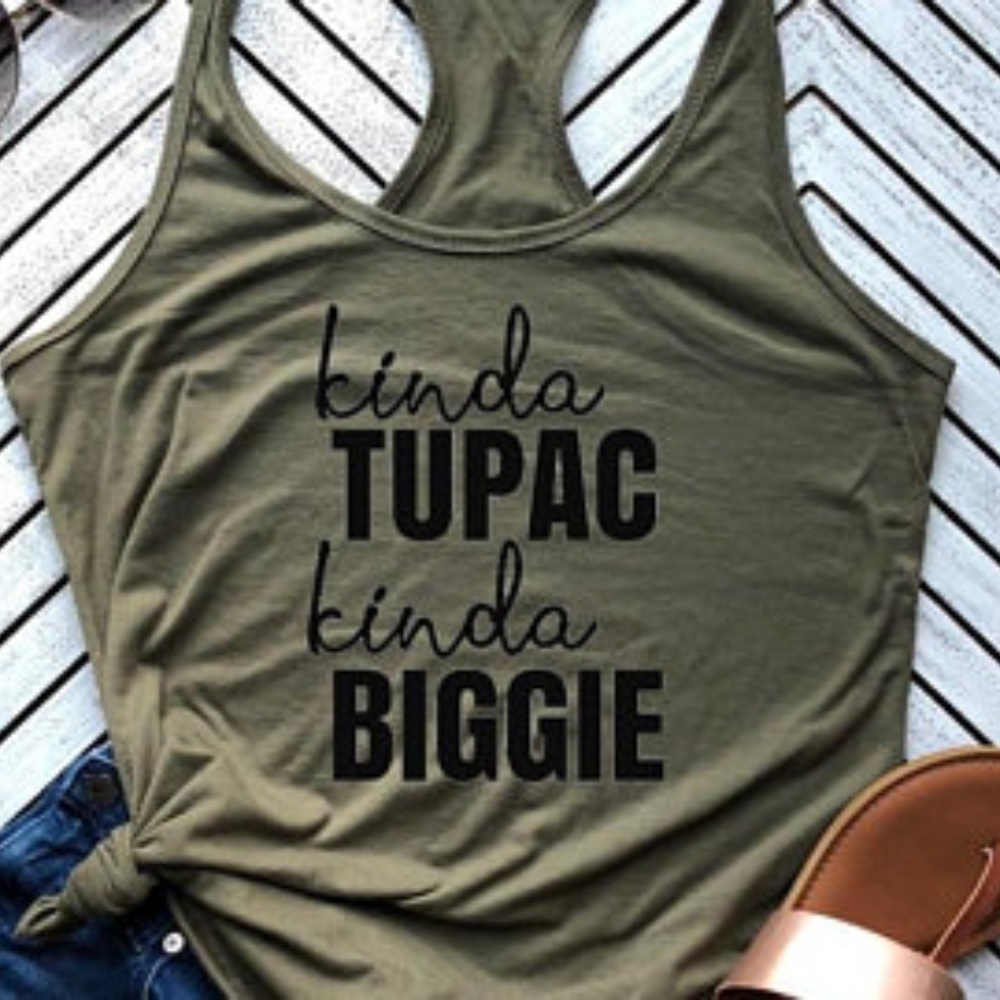 Kinda Tupac Kinda Biggie Women's Jersey Racerback Tank Top